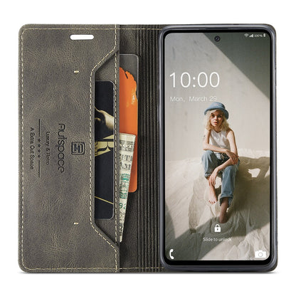 AUTSPACE A01 Series for Samsung Galaxy A52 4G/5G/A52s 5G Retro Matte PU Leather Wallet Flip Stand Cover with RFID Blocking Magnetic Closure Shell