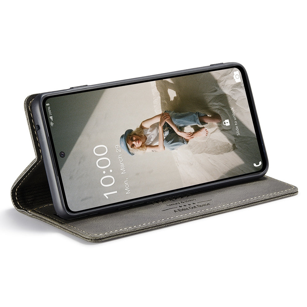 AUTSPACE A01 Series for Samsung Galaxy A52 4G/5G/A52s 5G Retro Matte PU Leather Wallet Flip Stand Cover with RFID Blocking Magnetic Closure Shell