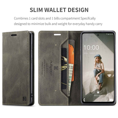 AUTSPACE A01 Series for Samsung Galaxy A52 4G/5G/A52s 5G Retro Matte PU Leather Wallet Flip Stand Cover with RFID Blocking Magnetic Closure Shell