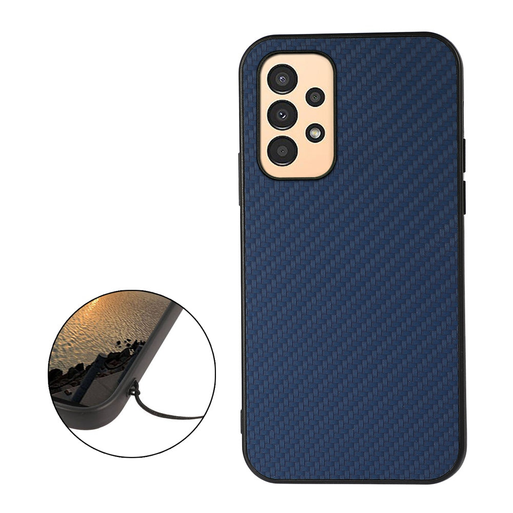 For Samsung Galaxy A13 4G Collision Proof Carbon Fiber Texture PU Leather Coated PC + TPU Case Phone Protective Cover
