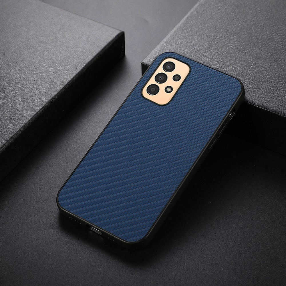 For Samsung Galaxy A13 4G Collision Proof Carbon Fiber Texture PU Leather Coated PC + TPU Case Phone Protective Cover