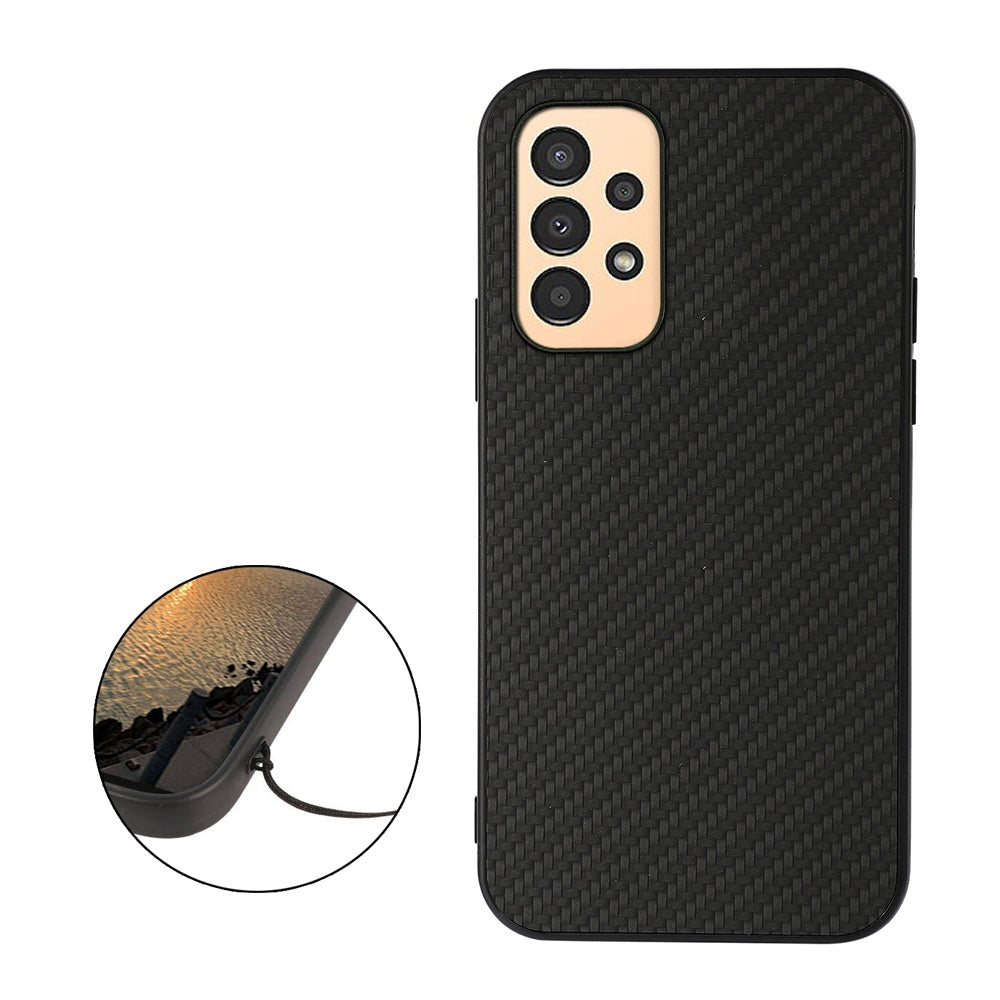 For Samsung Galaxy A13 4G Collision Proof Carbon Fiber Texture PU Leather Coated PC + TPU Case Phone Protective Cover