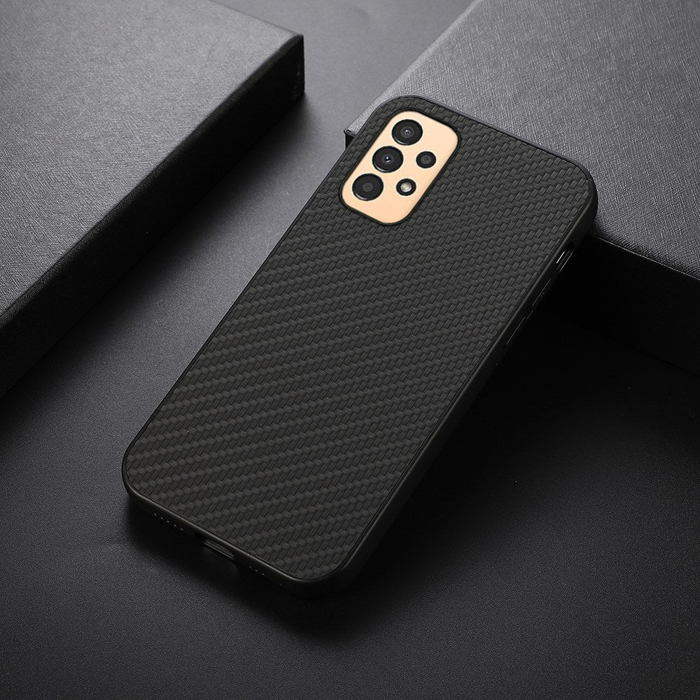 For Samsung Galaxy A13 4G Collision Proof Carbon Fiber Texture PU Leather Coated PC + TPU Case Phone Protective Cover