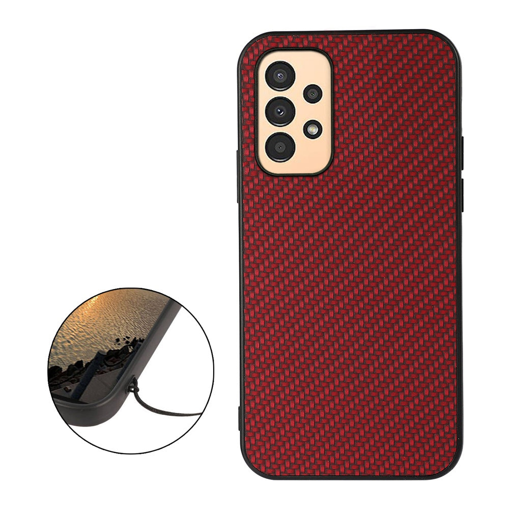 For Samsung Galaxy A13 4G Collision Proof Carbon Fiber Texture PU Leather Coated PC + TPU Case Phone Protective Cover