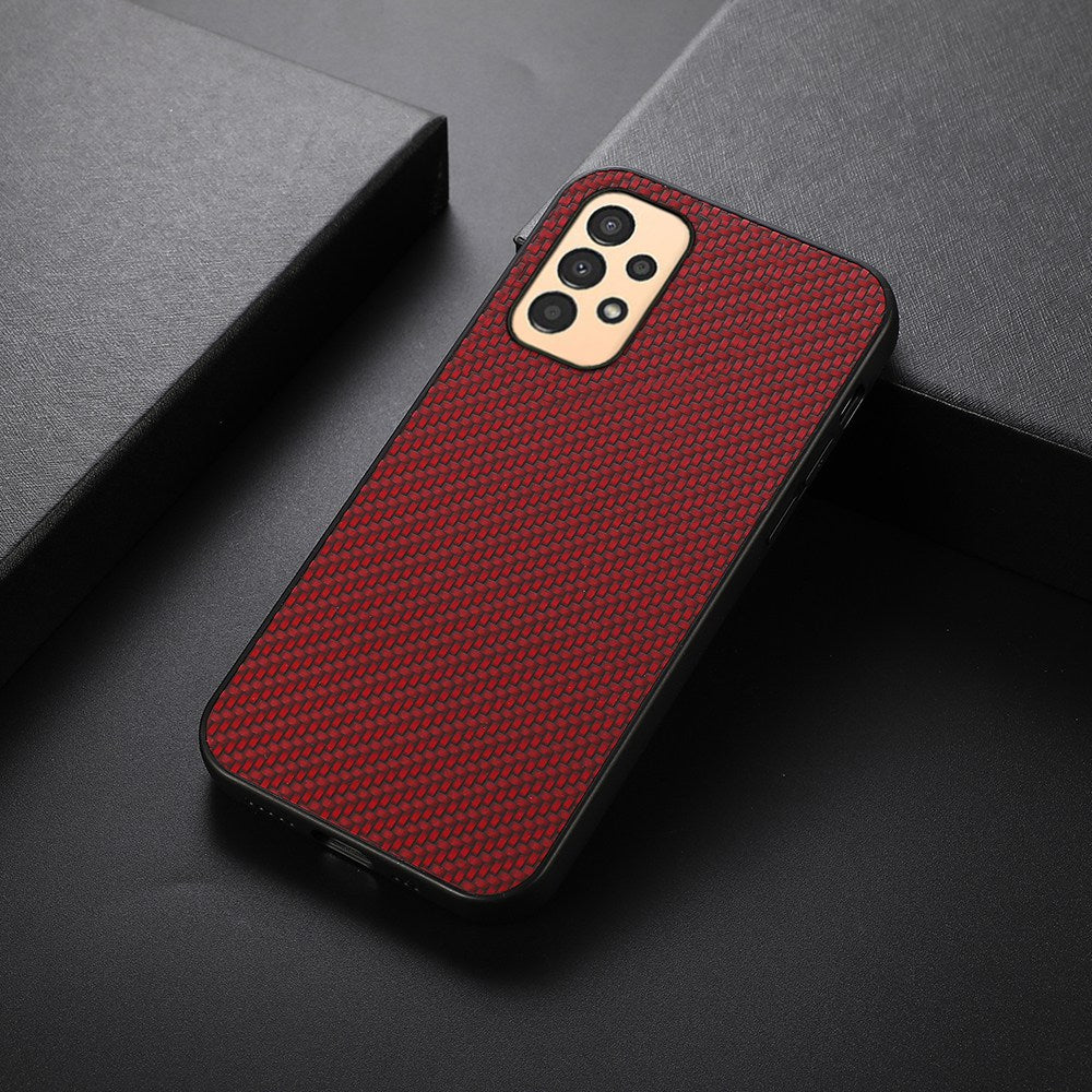 For Samsung Galaxy A13 4G Collision Proof Carbon Fiber Texture PU Leather Coated PC + TPU Case Phone Protective Cover
