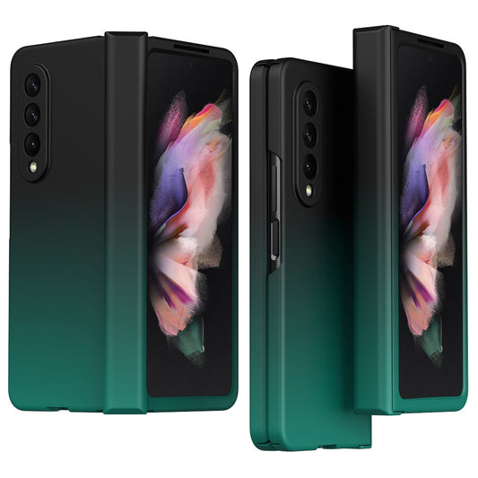For Samsung Galaxy Z Fold3 5G Hard PC All-Inclusive Shockproof Case Gradient Color Folding Hinged Cover with Tempered Glass Screen Protector