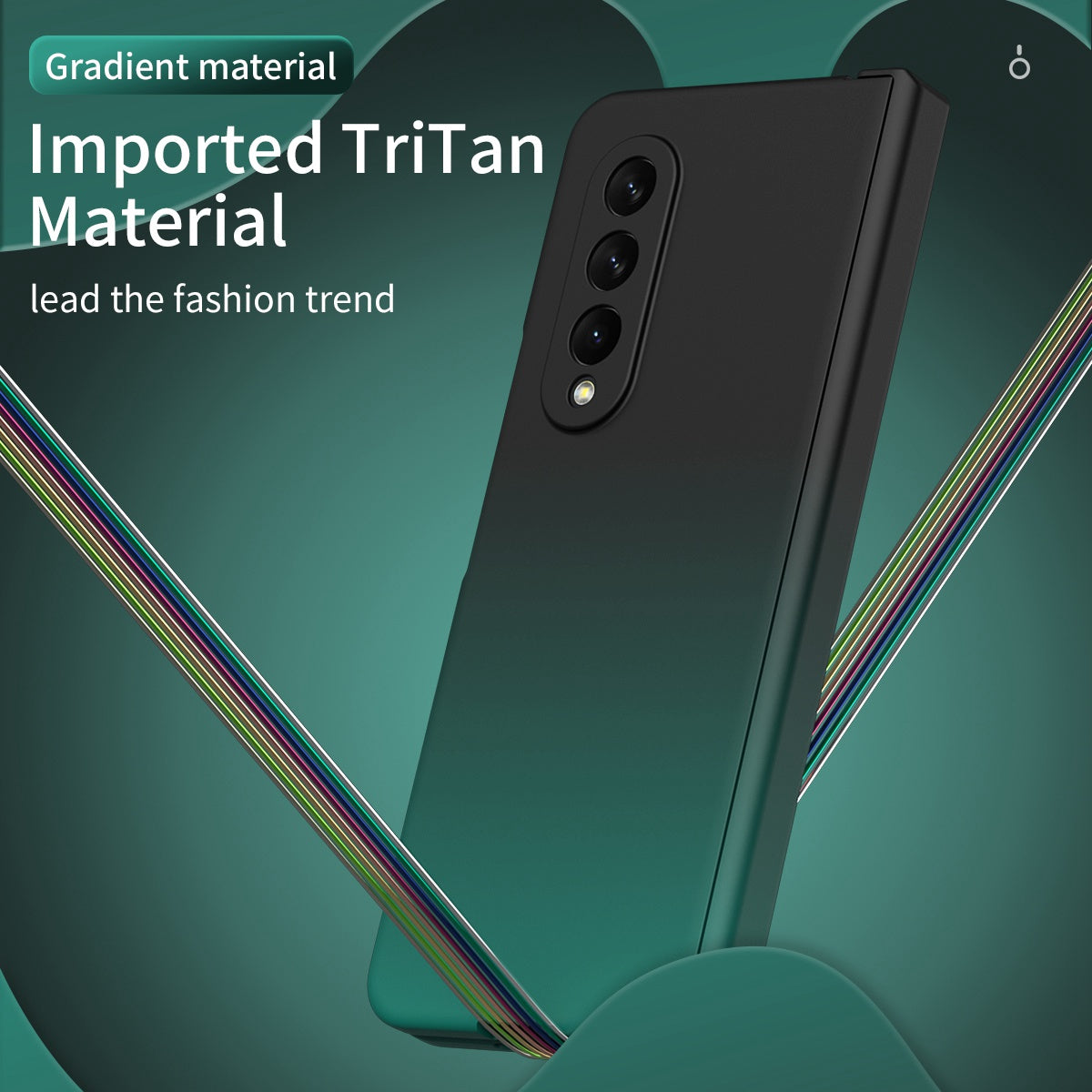 For Samsung Galaxy Z Fold3 5G Hard PC All-Inclusive Shockproof Case Gradient Color Folding Hinged Cover with Tempered Glass Screen Protector