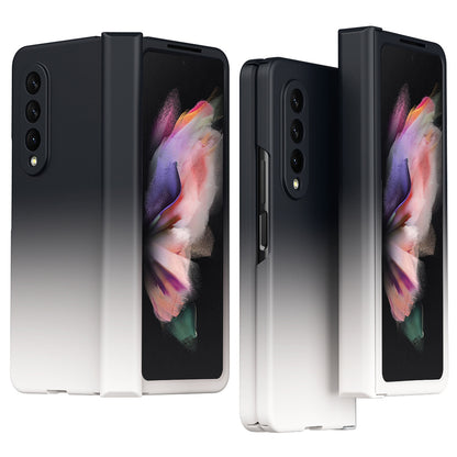 For Samsung Galaxy Z Fold3 5G Hard PC All-Inclusive Shockproof Case Gradient Color Folding Hinged Cover with Tempered Glass Screen Protector