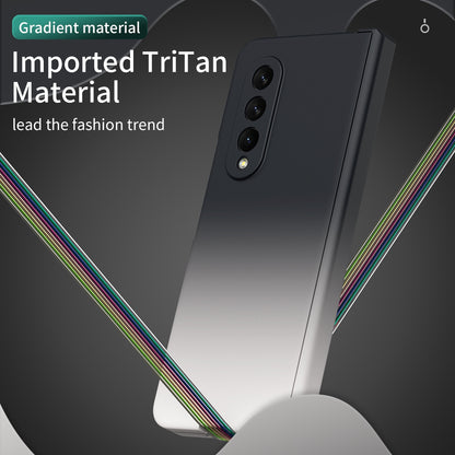 For Samsung Galaxy Z Fold3 5G Hard PC All-Inclusive Shockproof Case Gradient Color Folding Hinged Cover with Tempered Glass Screen Protector
