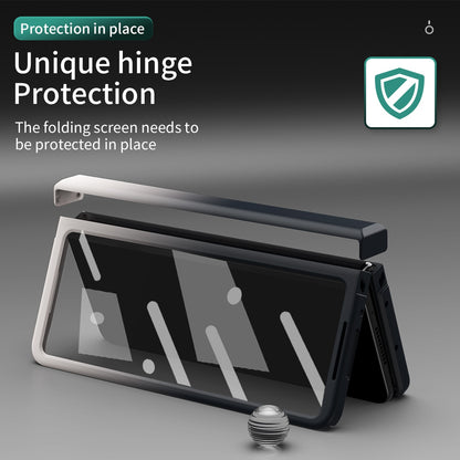 For Samsung Galaxy Z Fold3 5G Hard PC All-Inclusive Shockproof Case Gradient Color Folding Hinged Cover with Tempered Glass Screen Protector