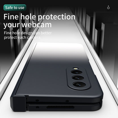 For Samsung Galaxy Z Fold3 5G Hard PC All-Inclusive Shockproof Case Gradient Color Folding Hinged Cover with Tempered Glass Screen Protector