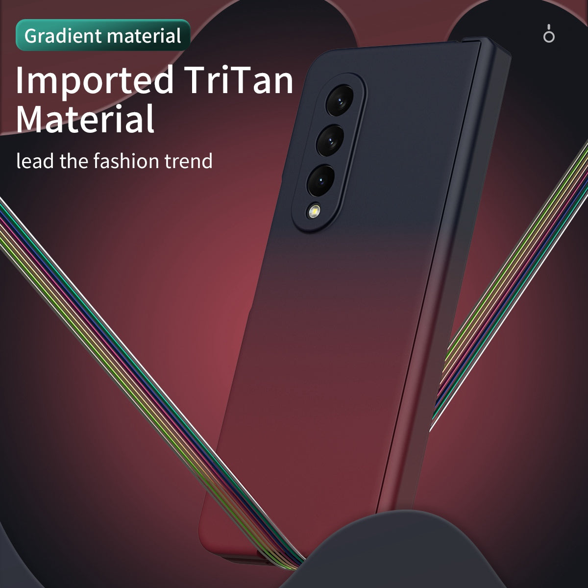 For Samsung Galaxy Z Fold3 5G Hard PC All-Inclusive Shockproof Case Gradient Color Folding Hinged Cover with Tempered Glass Screen Protector