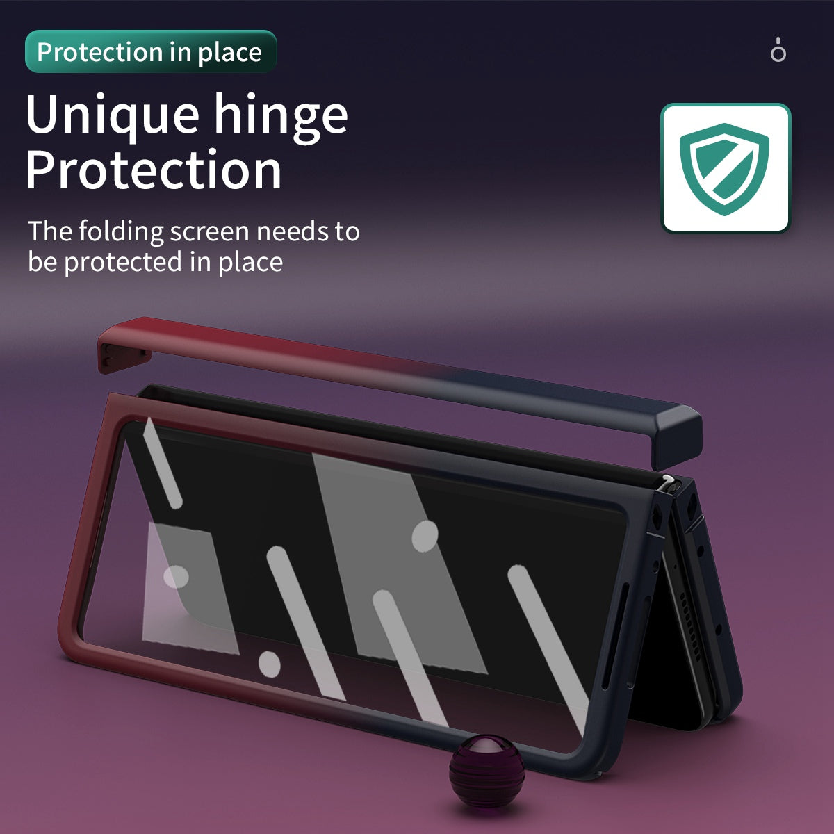 For Samsung Galaxy Z Fold3 5G Hard PC All-Inclusive Shockproof Case Gradient Color Folding Hinged Cover with Tempered Glass Screen Protector