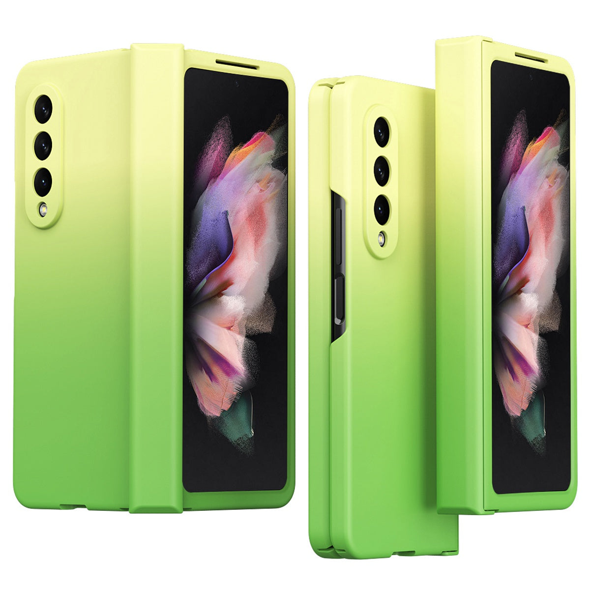 For Samsung Galaxy Z Fold3 5G Hard PC All-Inclusive Shockproof Case Gradient Color Folding Hinged Cover with Tempered Glass Screen Protector