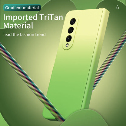 For Samsung Galaxy Z Fold3 5G Hard PC All-Inclusive Shockproof Case Gradient Color Folding Hinged Cover with Tempered Glass Screen Protector