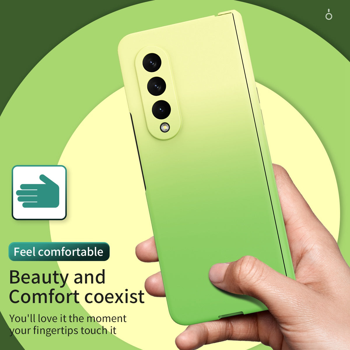For Samsung Galaxy Z Fold3 5G Hard PC All-Inclusive Shockproof Case Gradient Color Folding Hinged Cover with Tempered Glass Screen Protector