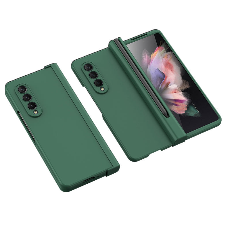 For Samsung Galaxy Z Fold3 5G Rubberized Surface Pen Slot Design Hard PC Phone Case Cover with Glass Screen Protector