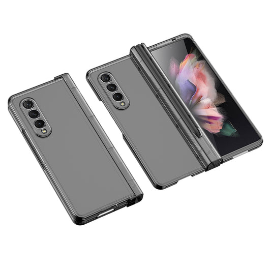 For Samsung Galaxy Z Fold3 5G Rubberized Surface Pen Slot Design Hard PC Phone Case Cover with Glass Screen Protector