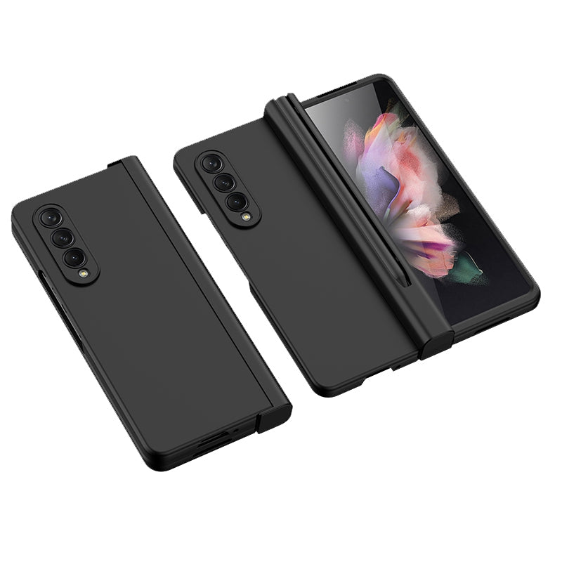 For Samsung Galaxy Z Fold3 5G Rubberized Surface Pen Slot Design Hard PC Phone Case Cover with Glass Screen Protector