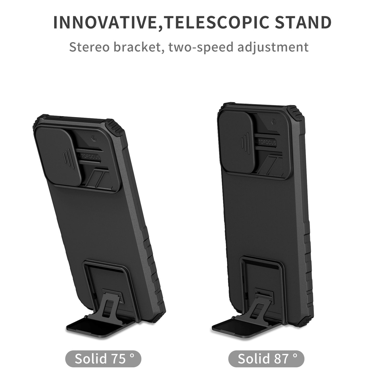 For Samsung Galaxy S22+ 5G Adjustable Vertical Kickstand Phone Case PC + TPU Hybrid Cover with Camera Slide Cover