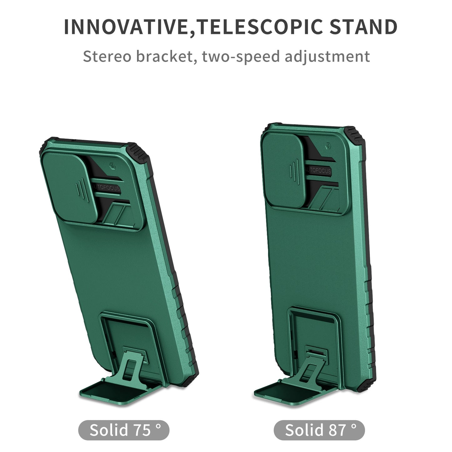 For Samsung Galaxy S22+ 5G Adjustable Vertical Kickstand Phone Case PC + TPU Hybrid Cover with Camera Slide Cover