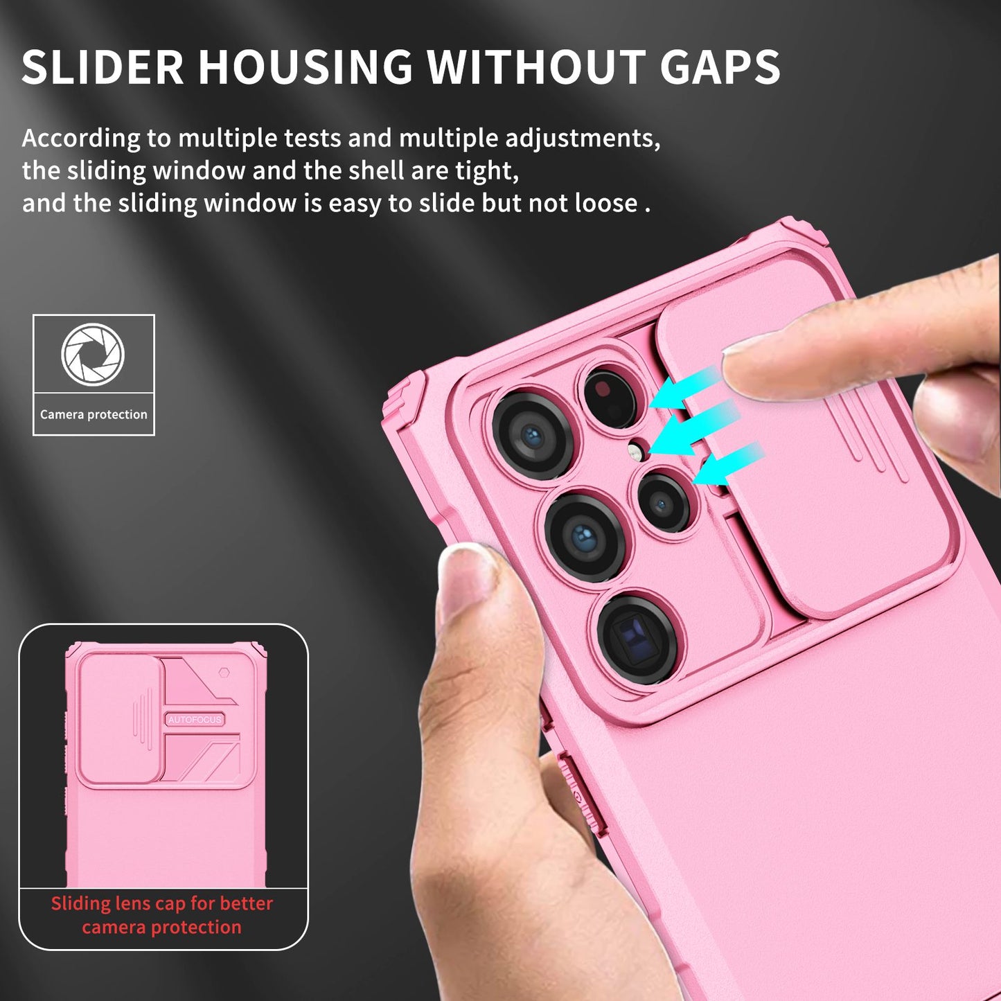 For Samsung Galaxy S22 Ultra 5G Adjustable Vertical Kickstand Phone Case Camera Slider Protection Hybrid PC + TPU Cover