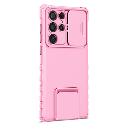 For Samsung Galaxy S22 Ultra 5G Adjustable Vertical Kickstand Phone Case Camera Slider Protection Hybrid PC + TPU Cover