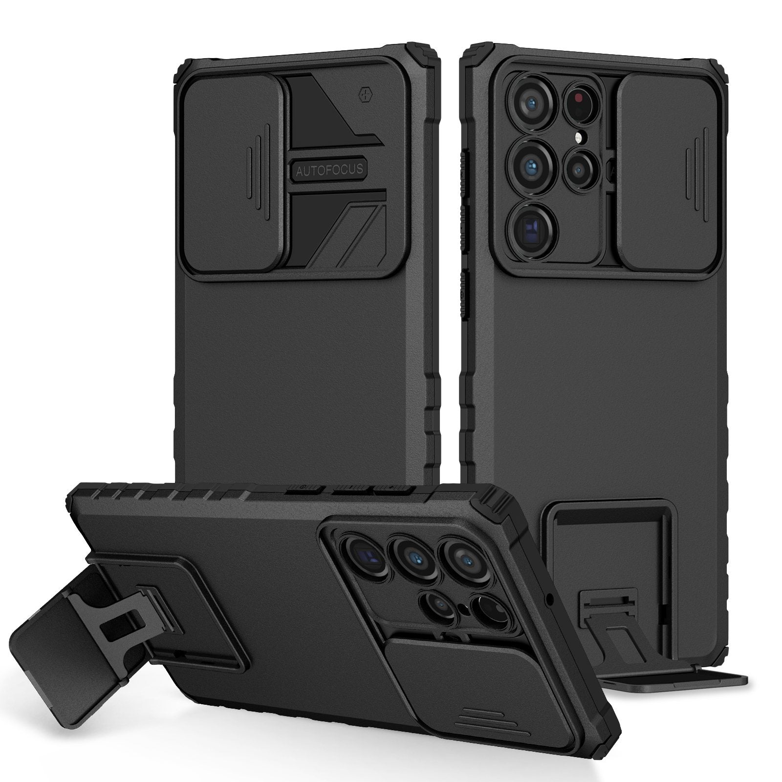 For Samsung Galaxy S22 Ultra 5G Adjustable Vertical Kickstand Phone Case Camera Slider Protection Hybrid PC + TPU Cover