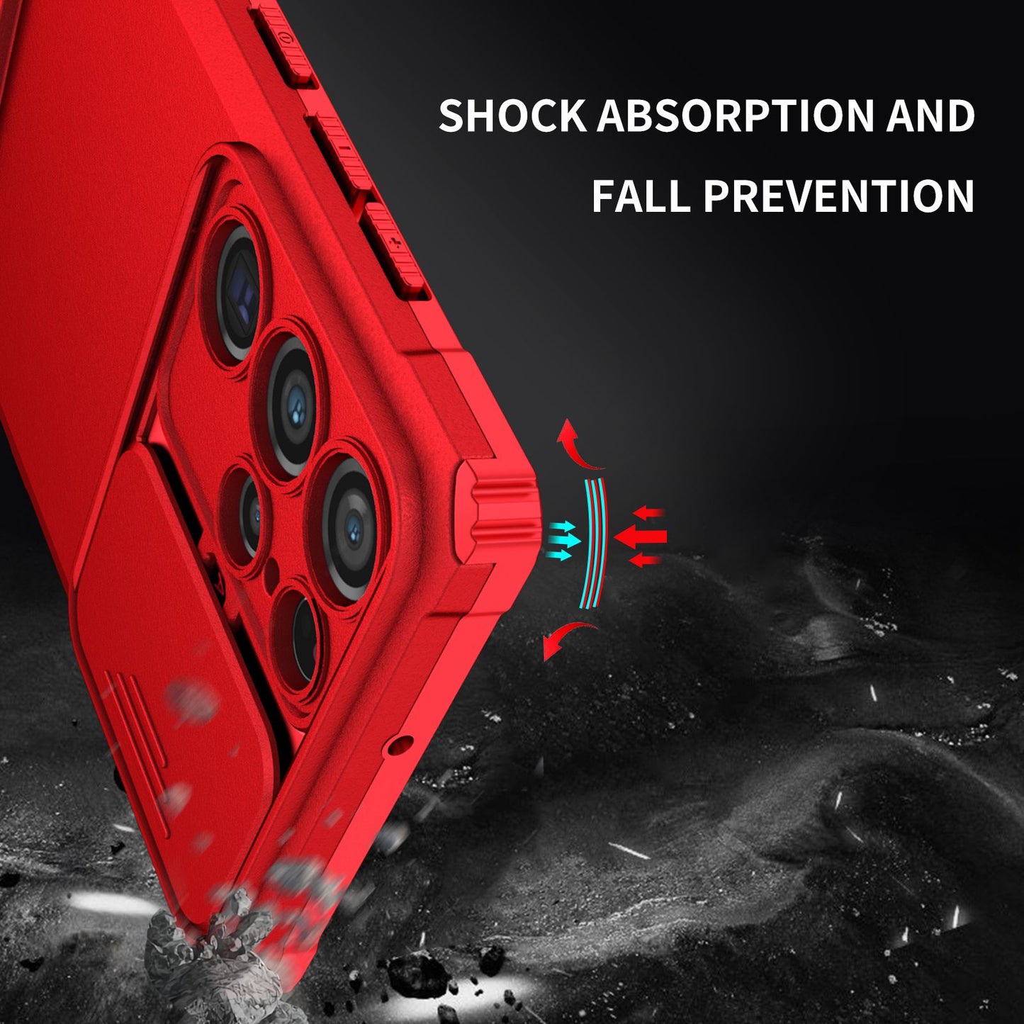 For Samsung Galaxy S22 Ultra 5G Adjustable Vertical Kickstand Phone Case Camera Slider Protection Hybrid PC + TPU Cover