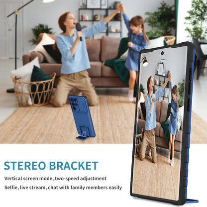 For Samsung Galaxy S22 Ultra 5G Adjustable Vertical Kickstand Phone Case Camera Slider Protection Hybrid PC + TPU Cover