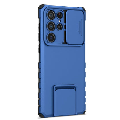 For Samsung Galaxy S22 Ultra 5G Adjustable Vertical Kickstand Phone Case Camera Slider Protection Hybrid PC + TPU Cover