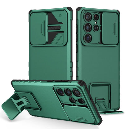 For Samsung Galaxy S22 Ultra 5G Adjustable Vertical Kickstand Phone Case Camera Slider Protection Hybrid PC + TPU Cover