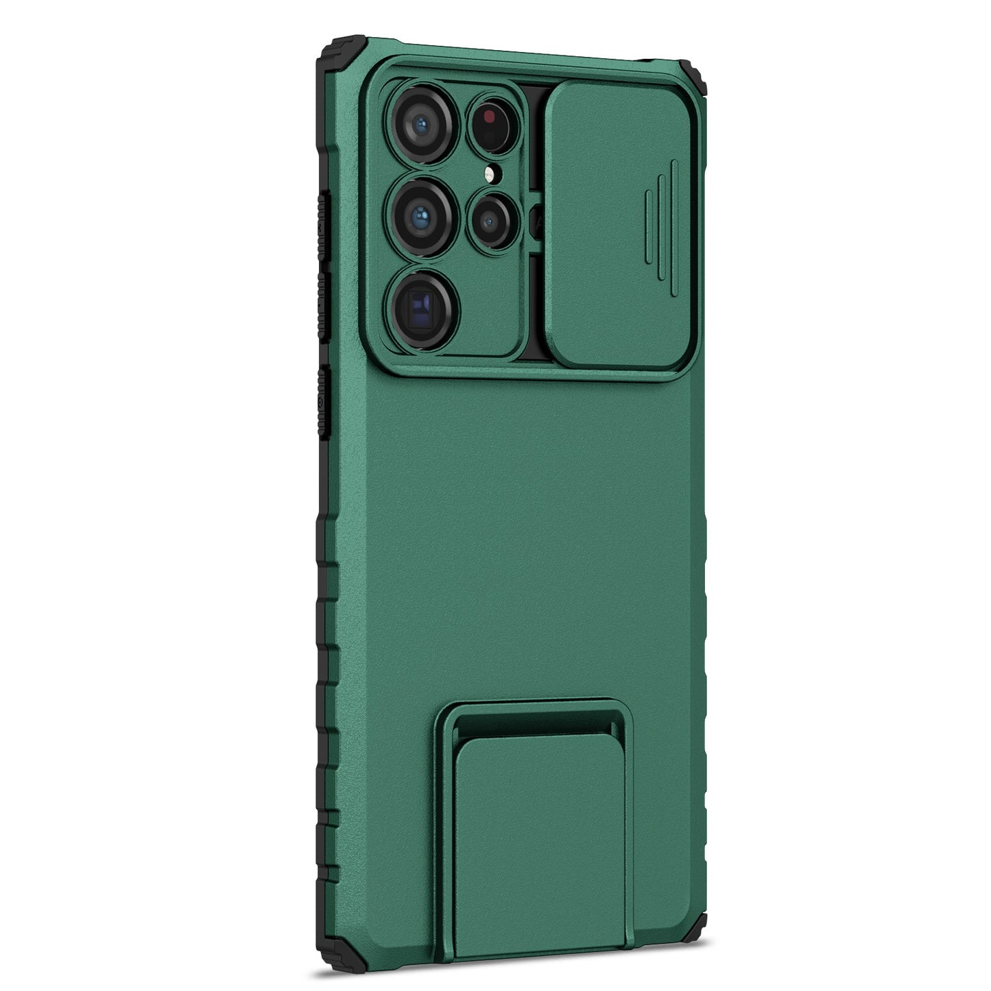For Samsung Galaxy S22 Ultra 5G Adjustable Vertical Kickstand Phone Case Camera Slider Protection Hybrid PC + TPU Cover