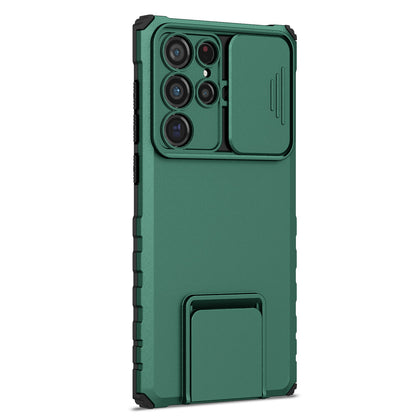For Samsung Galaxy S22 Ultra 5G Adjustable Vertical Kickstand Phone Case Camera Slider Protection Hybrid PC + TPU Cover