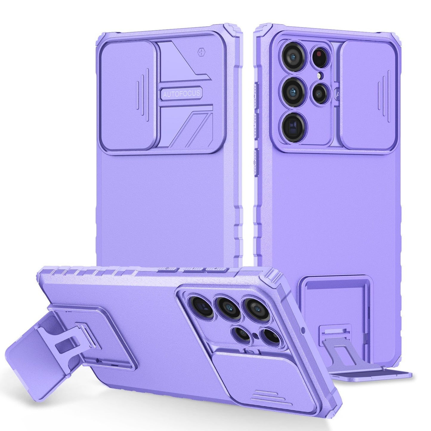 For Samsung Galaxy S22 Ultra 5G Adjustable Vertical Kickstand Phone Case Camera Slider Protection Hybrid PC + TPU Cover
