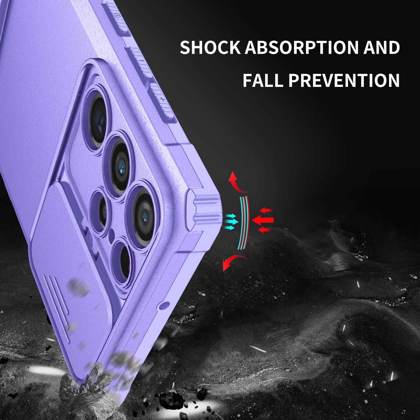 For Samsung Galaxy S22 Ultra 5G Adjustable Vertical Kickstand Phone Case Camera Slider Protection Hybrid PC + TPU Cover