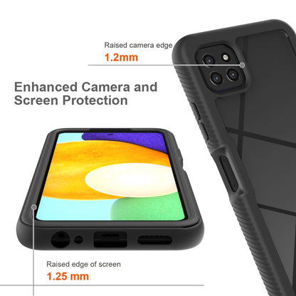 For Samsung Galaxy A22 5G (EU Version) 3-in-1 Full Coverage Phone Case PC + TPU Hybrid Cover with PET Screen Protector