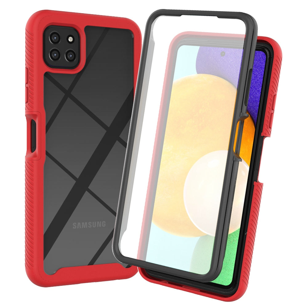 For Samsung Galaxy A22 5G (EU Version) 3-in-1 Full Coverage Phone Case PC + TPU Hybrid Cover with PET Screen Protector