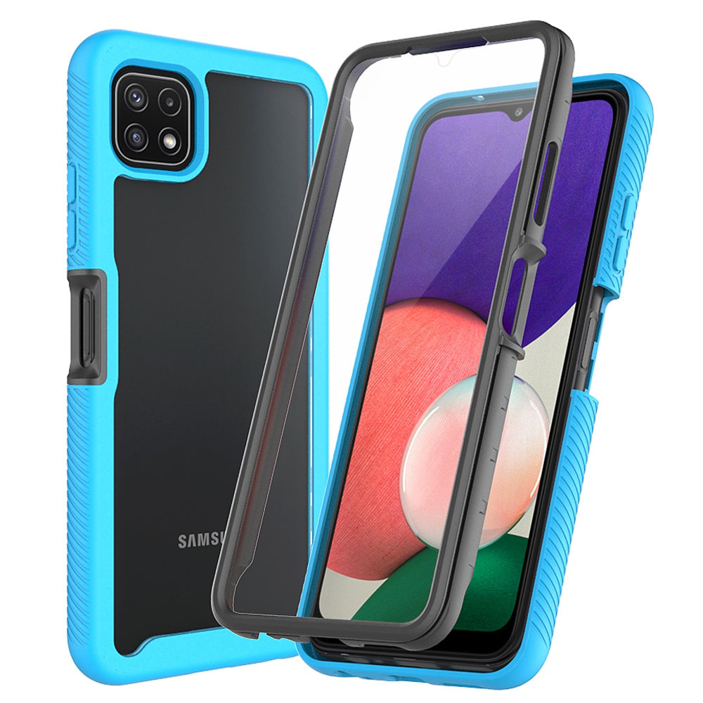 For Samsung Galaxy A22 5G (EU Version) 3-in-1 Full Coverage Phone Case PC + TPU Hybrid Cover with PET Screen Protector