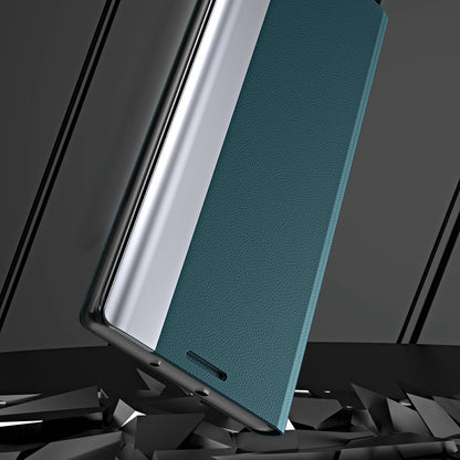 For Samsung Galaxy M33 5G (Global Version) Electroplating PU Leather Stand Case Magnetic Absorption All-round Protection Phone Cover