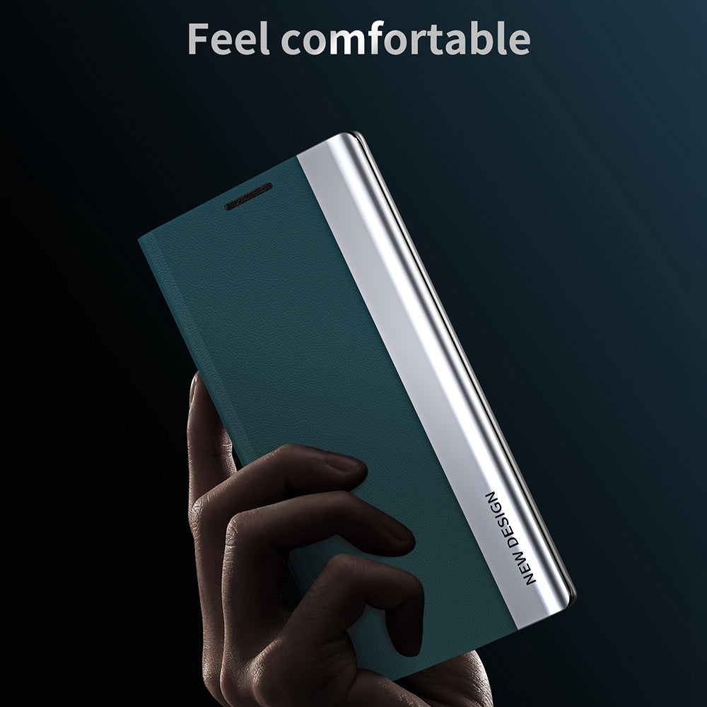 For Samsung Galaxy M33 5G (Global Version) Electroplating PU Leather Stand Case Magnetic Absorption All-round Protection Phone Cover