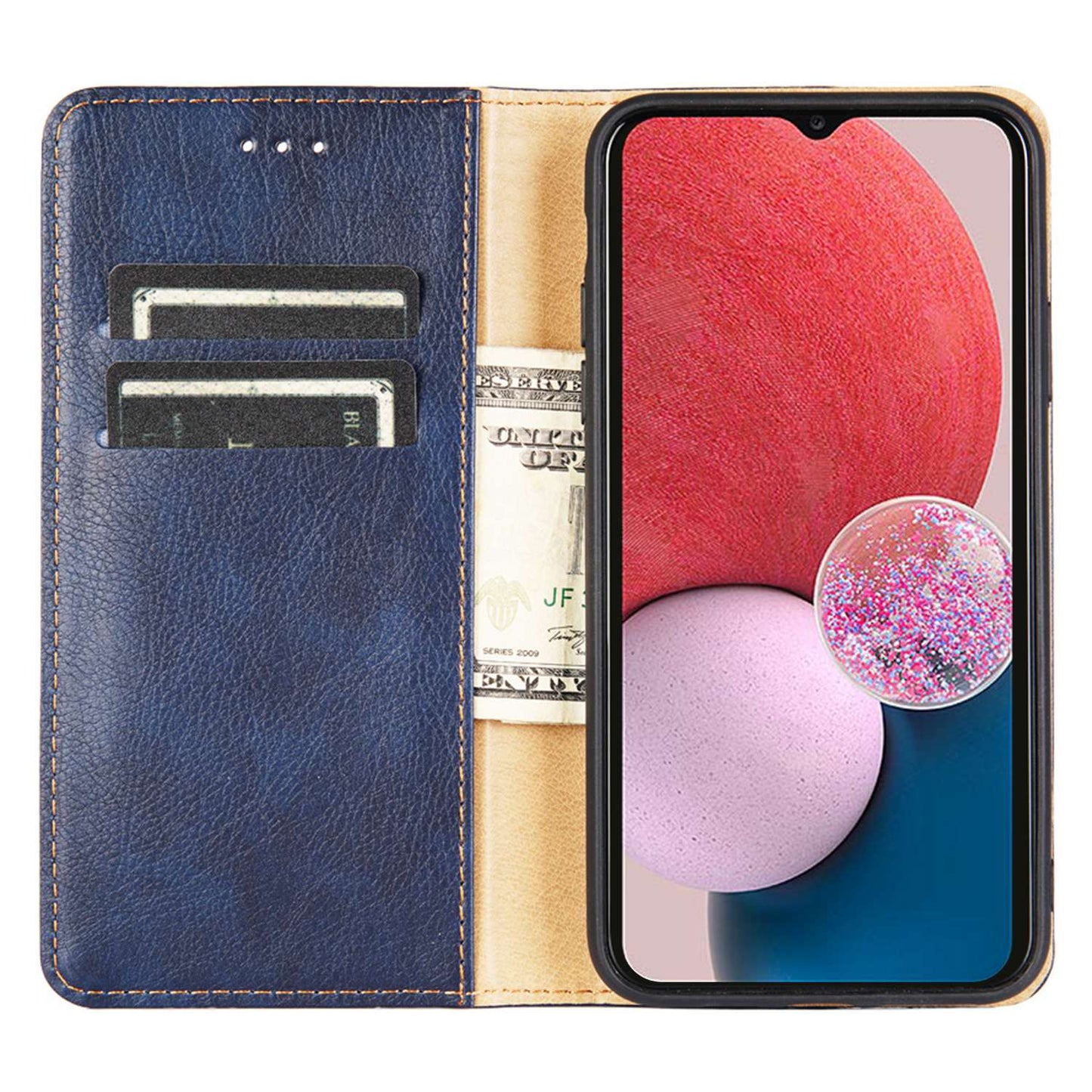 For Samsung Galaxy A13 4G Drop Prevention PU Leather Wallet Case Magnetic Auto-absorbed Stand Phone Shell