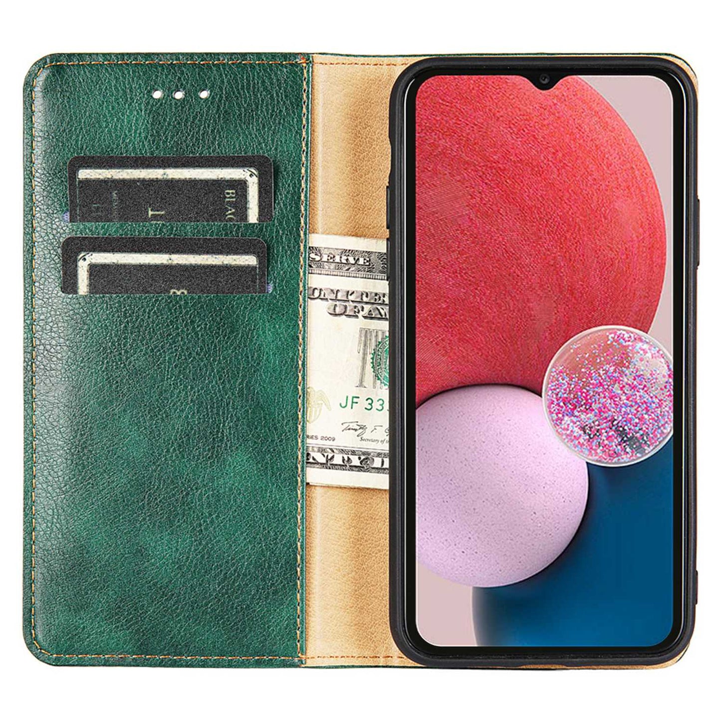 For Samsung Galaxy A13 4G Drop Prevention PU Leather Wallet Case Magnetic Auto-absorbed Stand Phone Shell