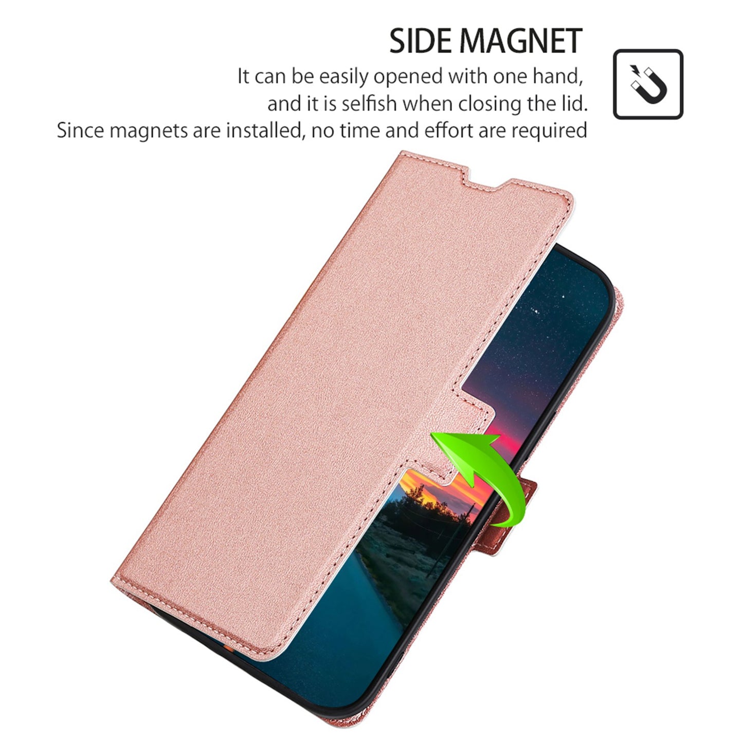 For Samsung Galaxy A13 4G Fall Prevention Side Magnetic Clasp Ultra Thin Phone Case PU Leather Stand Shell with Card Holder