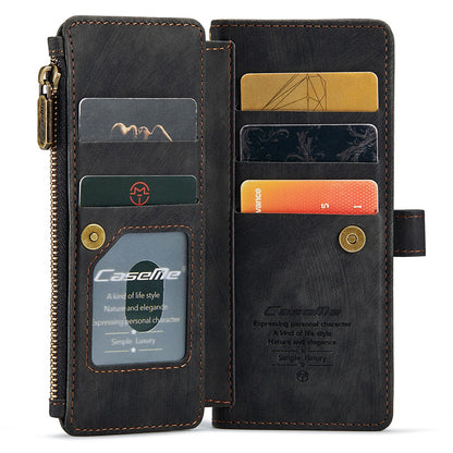 CASEME C30 Series for Samsung Galaxy Z Fold3 5G Zipper Pocket Wallet Bump Proof PU Leather Multiple Card Slots Stand Phone Cover