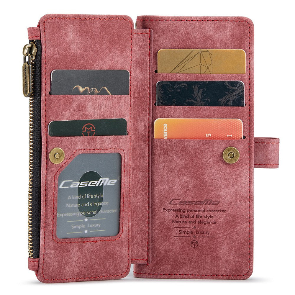 CASEME C30 Series for Samsung Galaxy Z Fold3 5G Zipper Pocket Wallet Bump Proof PU Leather Multiple Card Slots Stand Phone Cover