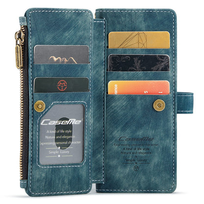 CASEME C30 Series for Samsung Galaxy Z Fold3 5G Zipper Pocket Wallet Bump Proof PU Leather Multiple Card Slots Stand Phone Cover