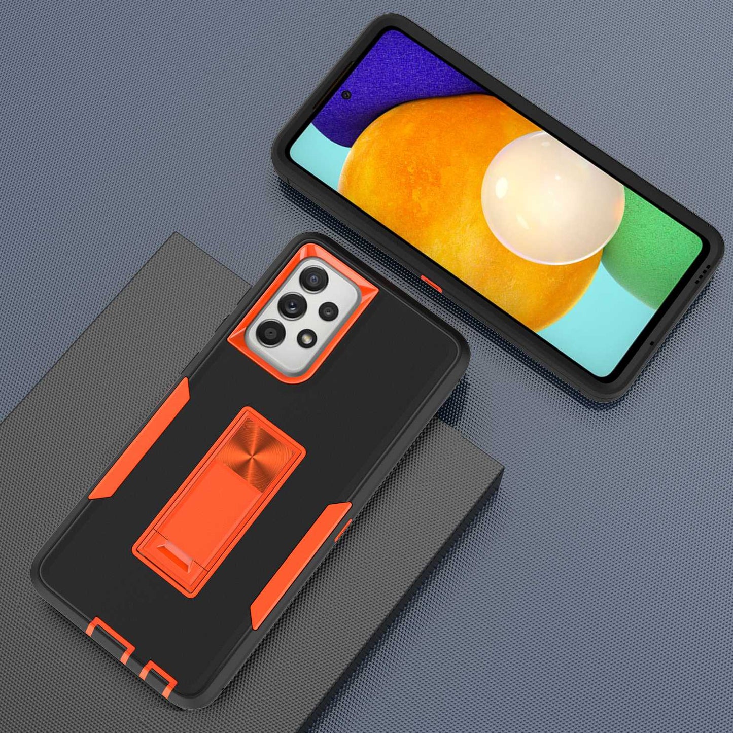 For Samsung Galaxy A52 4G/5G/A52s 5G Kickstand Hard PC + Soft TPU Phone Case with Car Mount Metal Sheet
