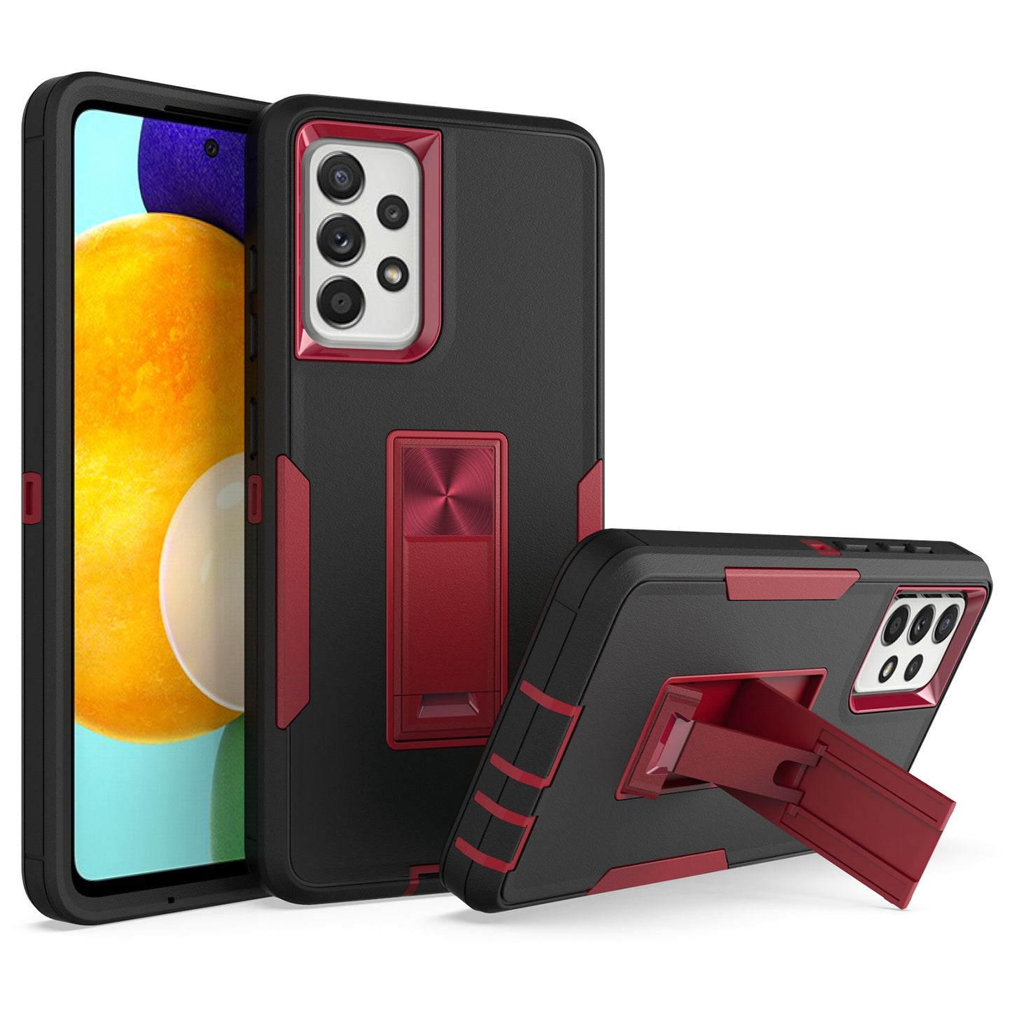For Samsung Galaxy A52 4G/5G/A52s 5G Kickstand Hard PC + Soft TPU Phone Case with Car Mount Metal Sheet