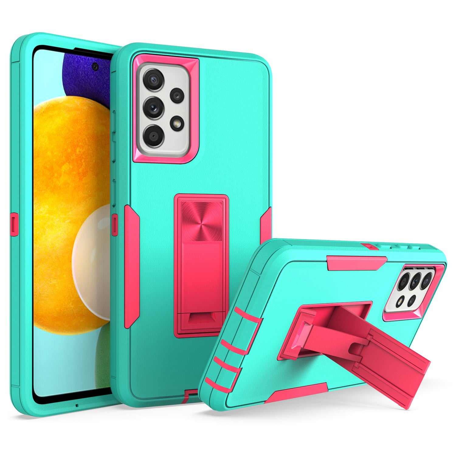 For Samsung Galaxy A52 4G/5G/A52s 5G Kickstand Hard PC + Soft TPU Phone Case with Car Mount Metal Sheet
